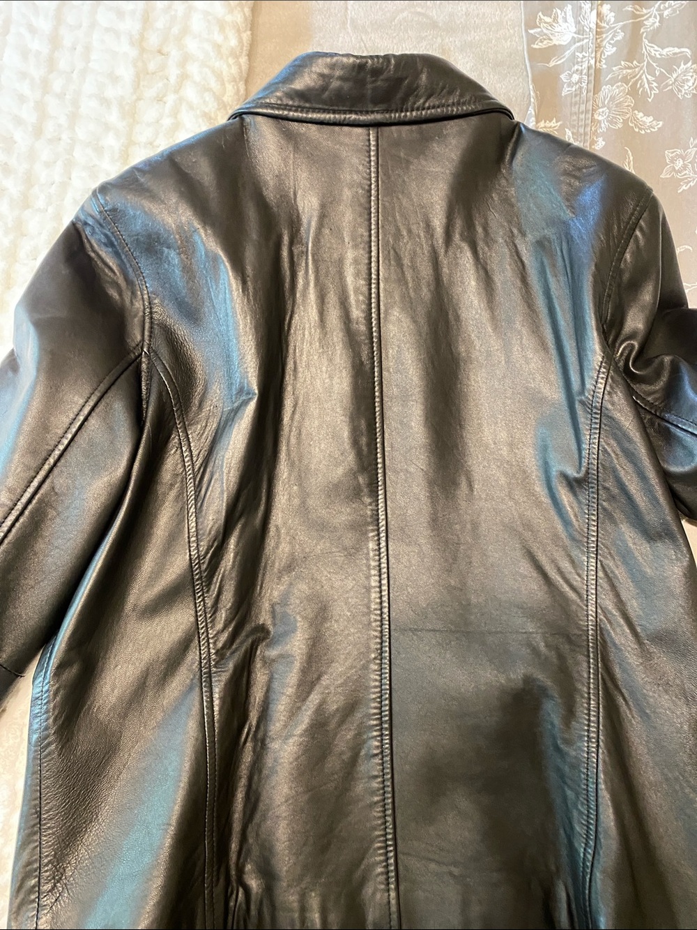 Nine West Black Button-Front Leather Jacket - Picture 4 of 7